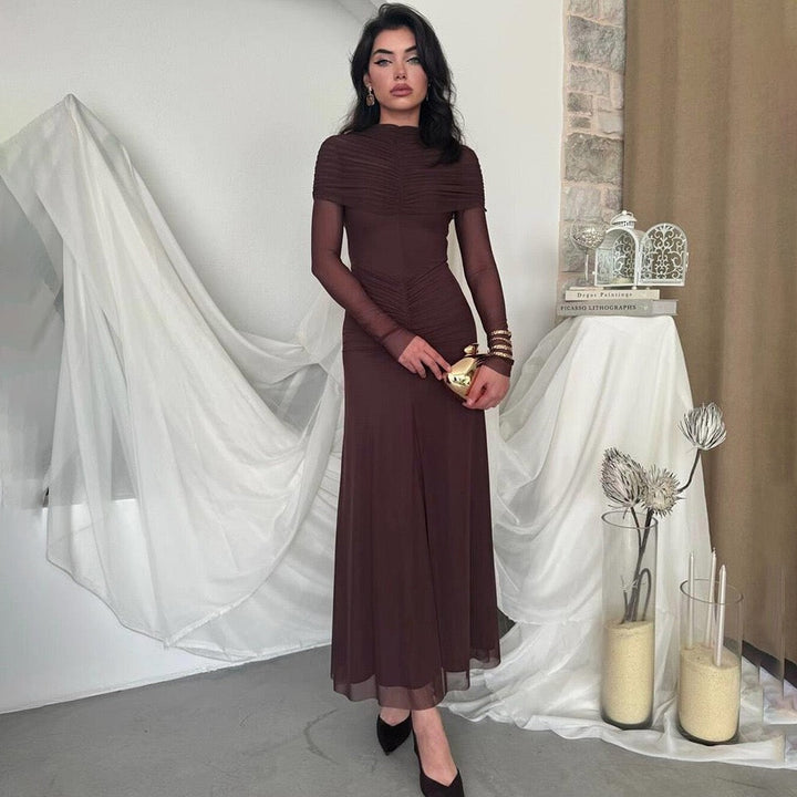 Maxi dress with ruching and chiffon design - Tzofia