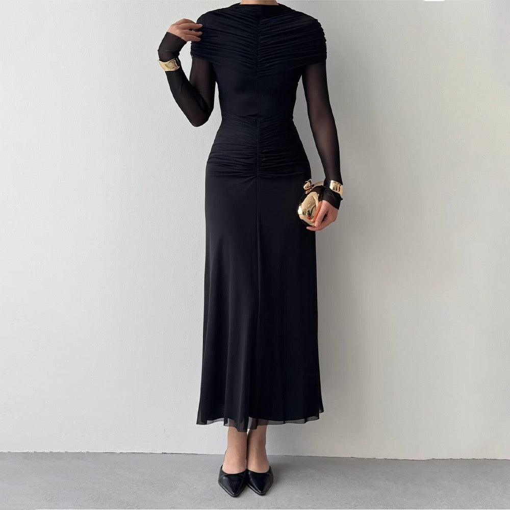 Maxi dress with ruching and chiffon design - Tzofia
