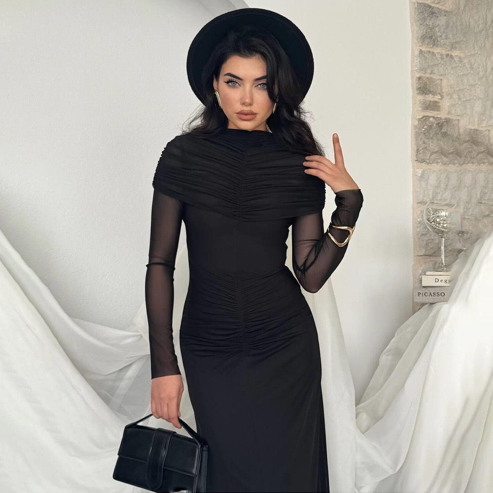Maxi dress with ruching and chiffon design - Tzofia