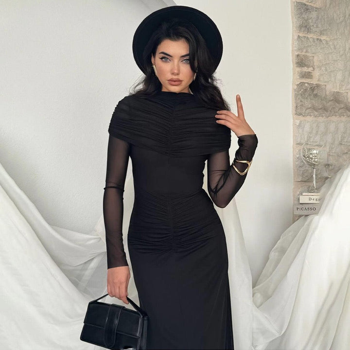Maxi dress with ruching and chiffon design - Tzofia