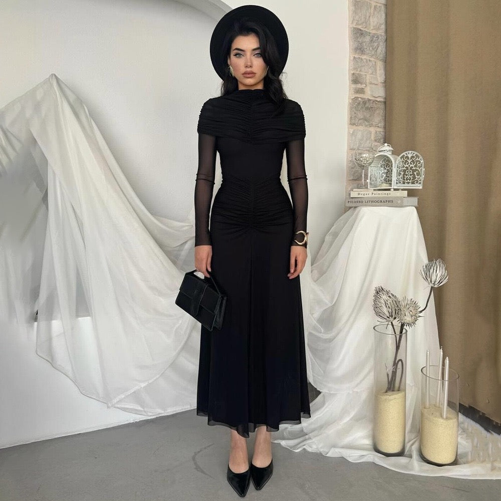 Maxi dress with ruching and chiffon design - Tzofia