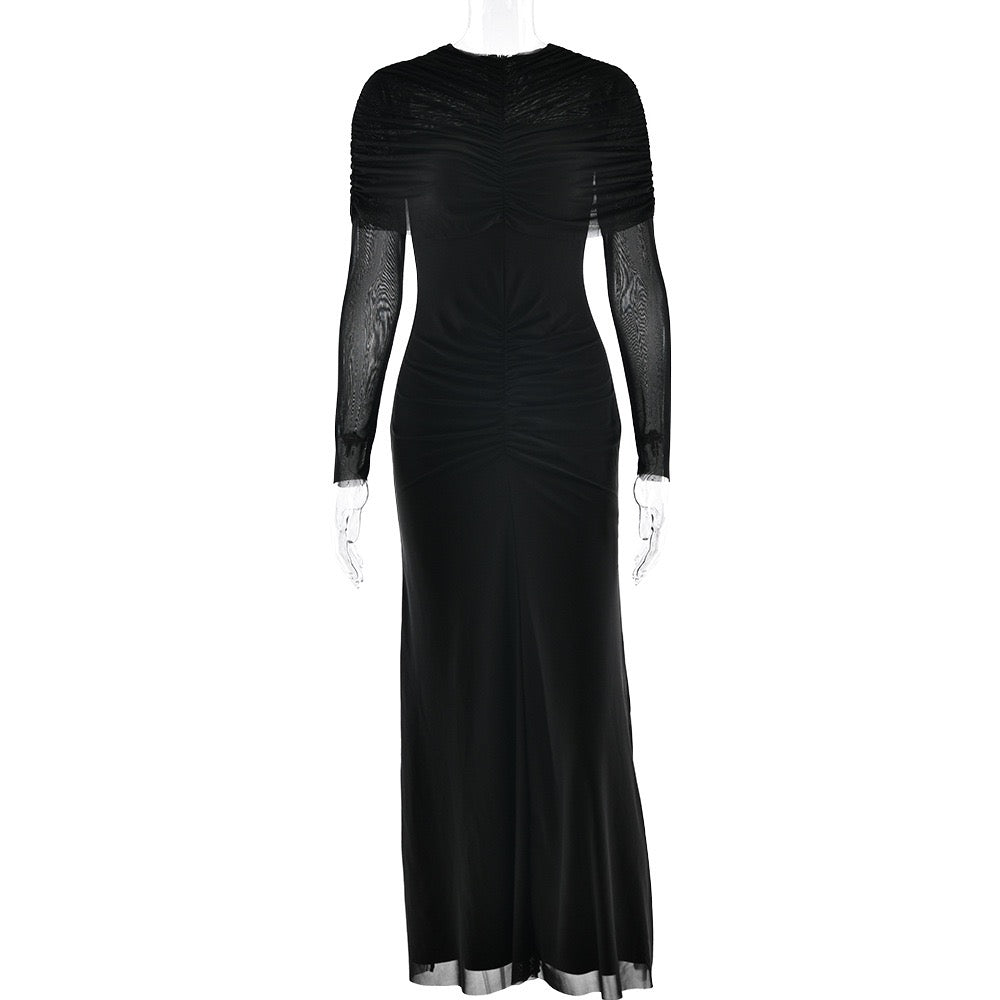 Maxi dress with ruching and chiffon design - Tzofia