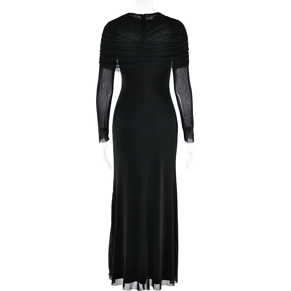 Maxi dress with ruching and chiffon design - Tzofia