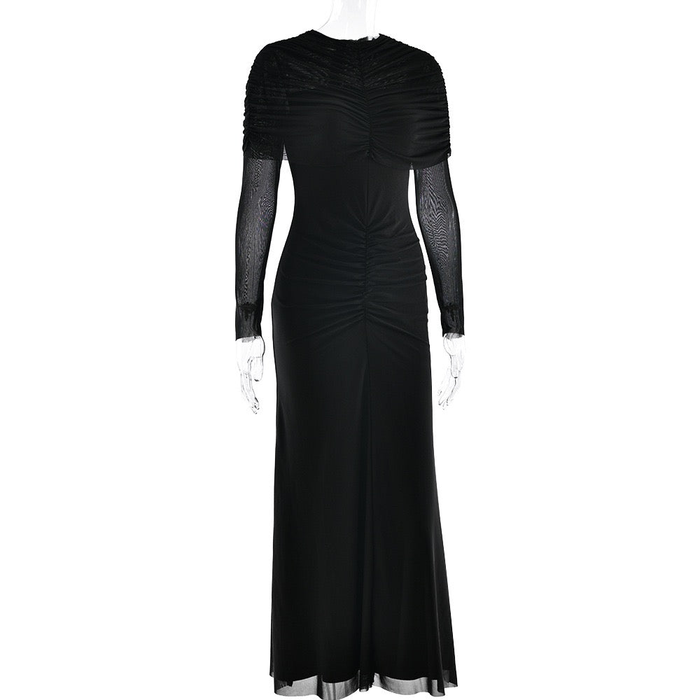 Maxi dress with ruching and chiffon design - Tzofia