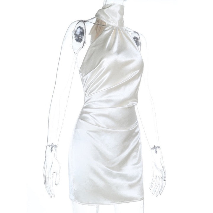 Mini Satin Collar Dress with Open Back - Carine