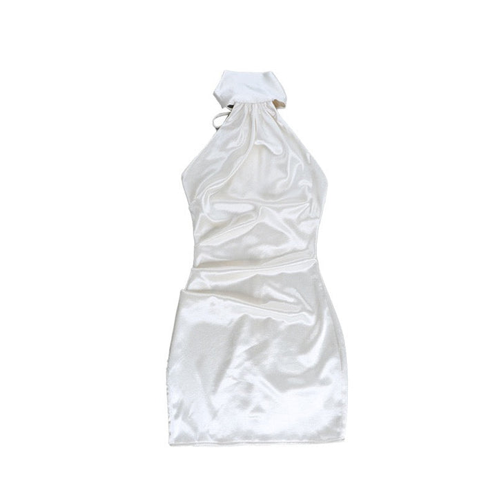Mini Satin Collar Dress with Open Back - Carine