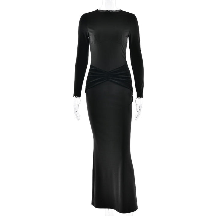 Maxi Dress with Velvet Ruching Decoration - Sela