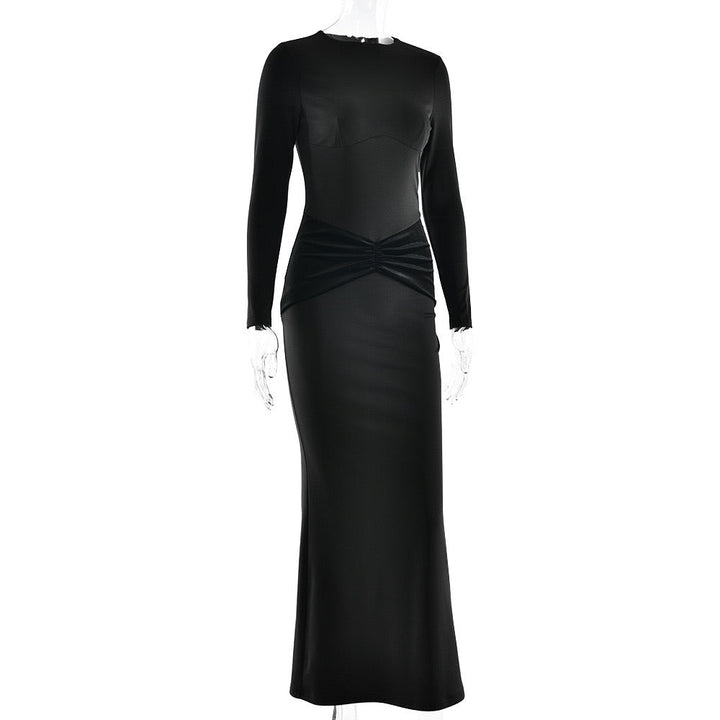 Maxi Dress with Velvet Ruching Decoration - Sela