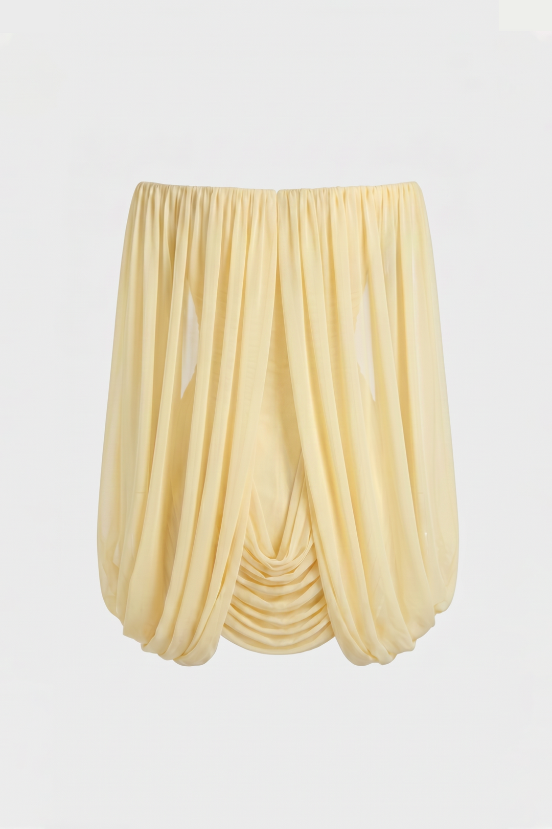 Joella - Pleated chiffon mini dress with exposed shoulders