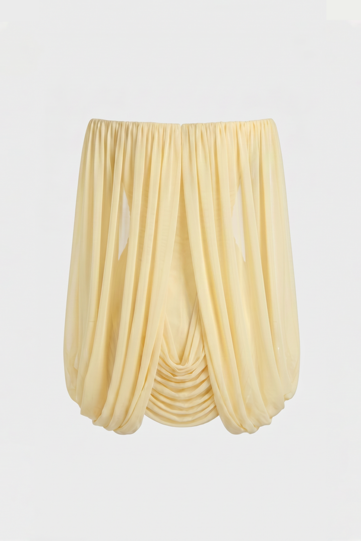 Joella - Pleated chiffon mini dress with exposed shoulders