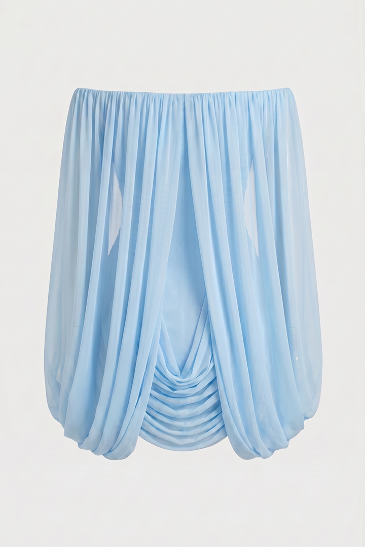 Joella - Pleated chiffon mini dress with exposed shoulders