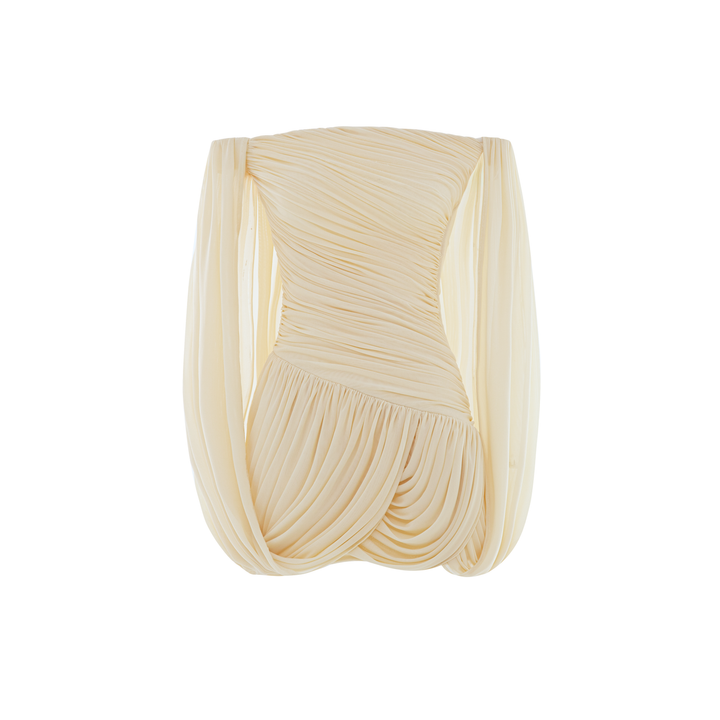 Joella - Pleated chiffon mini dress with exposed shoulders