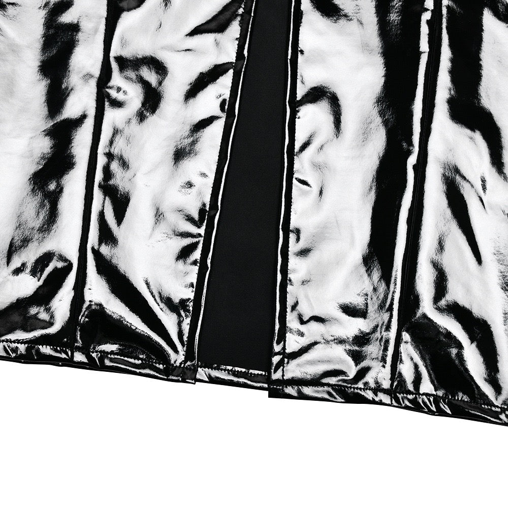 Fitted midi faux leather dress with removable straps - JENNY