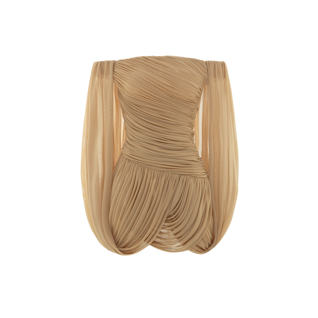 Joella - Pleated chiffon mini dress with exposed shoulders