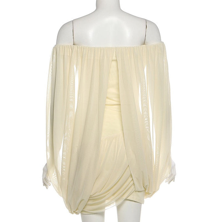 Joella - Pleated chiffon mini dress with exposed shoulders