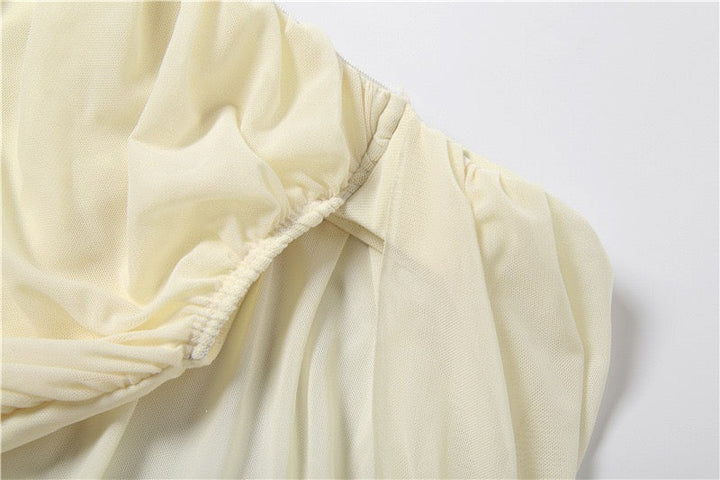 Joella - Pleated chiffon mini dress with exposed shoulders