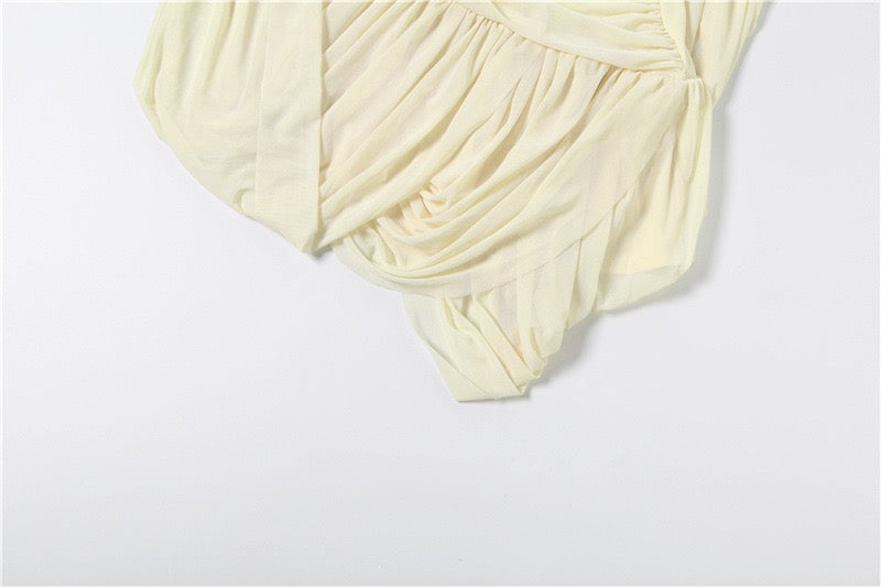 Joella - Pleated chiffon mini dress with exposed shoulders
