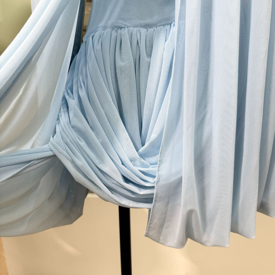 Joella - Pleated chiffon mini dress with exposed shoulders