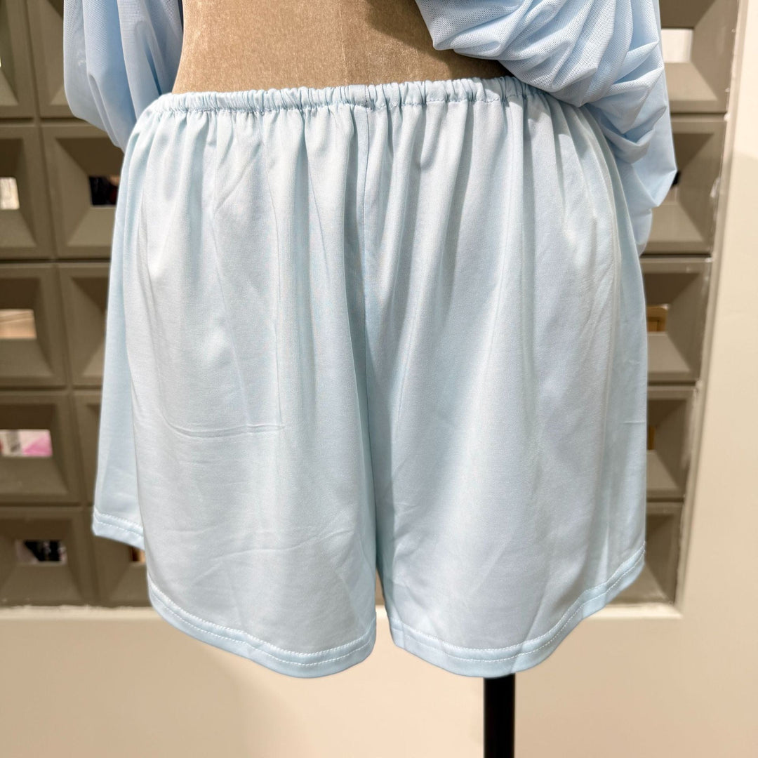 Joella - Pleated chiffon mini dress with exposed shoulders