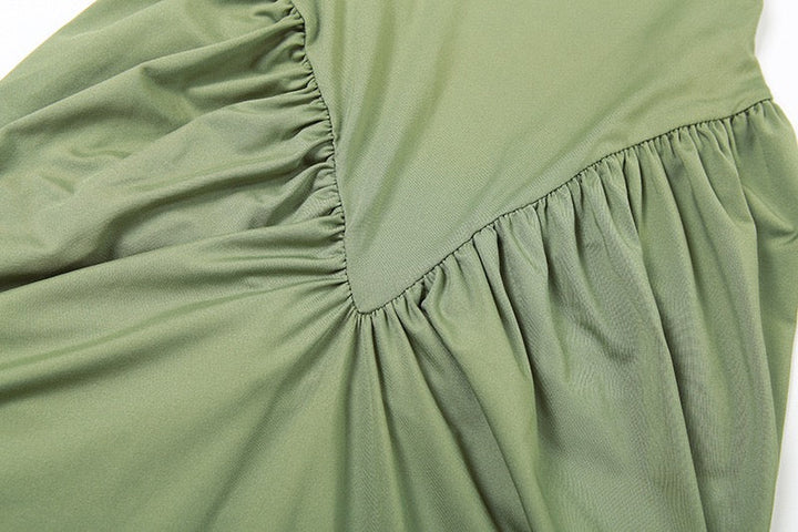 Elegant maxi turtleneck dress with ruching and open back design - DALIA