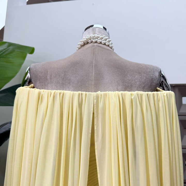 Joella - Pleated chiffon mini dress with exposed shoulders