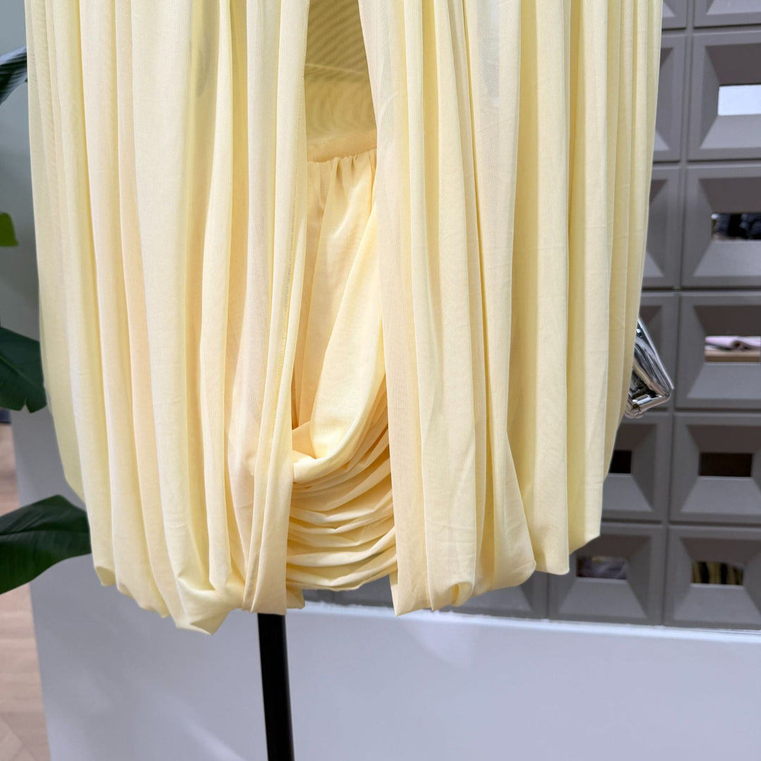 Joella - Pleated chiffon mini dress with exposed shoulders