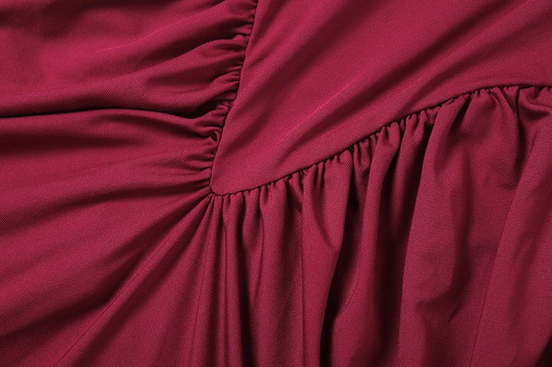 Elegant maxi turtleneck dress with ruching and open back design - DALIA