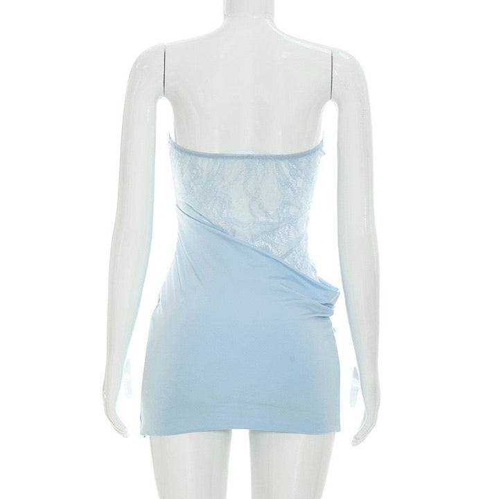 Strapless mini dress with a lace corset design – LOLITA