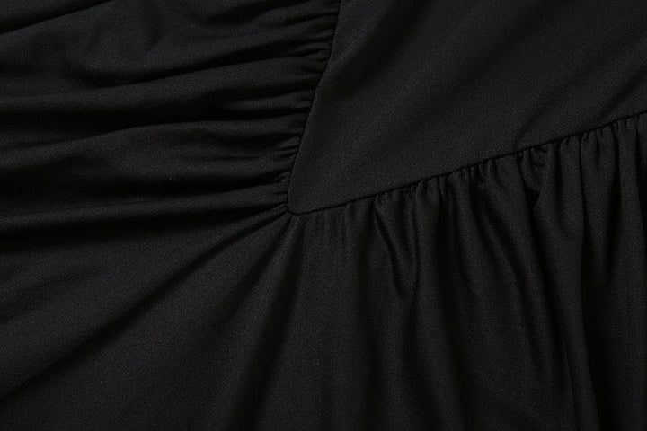 Elegant maxi turtleneck dress with ruching and open back design - DALIA