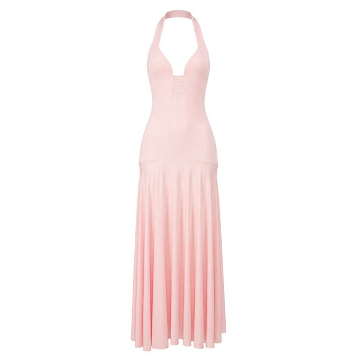 RAYA chiffon maxi dress with an open back