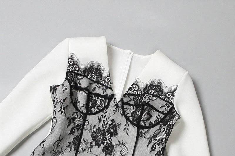 Elegant mini dress with lace decoration - RITA