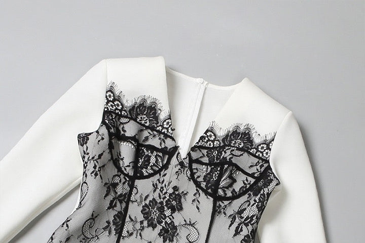 Elegant mini dress with lace decoration - RITA