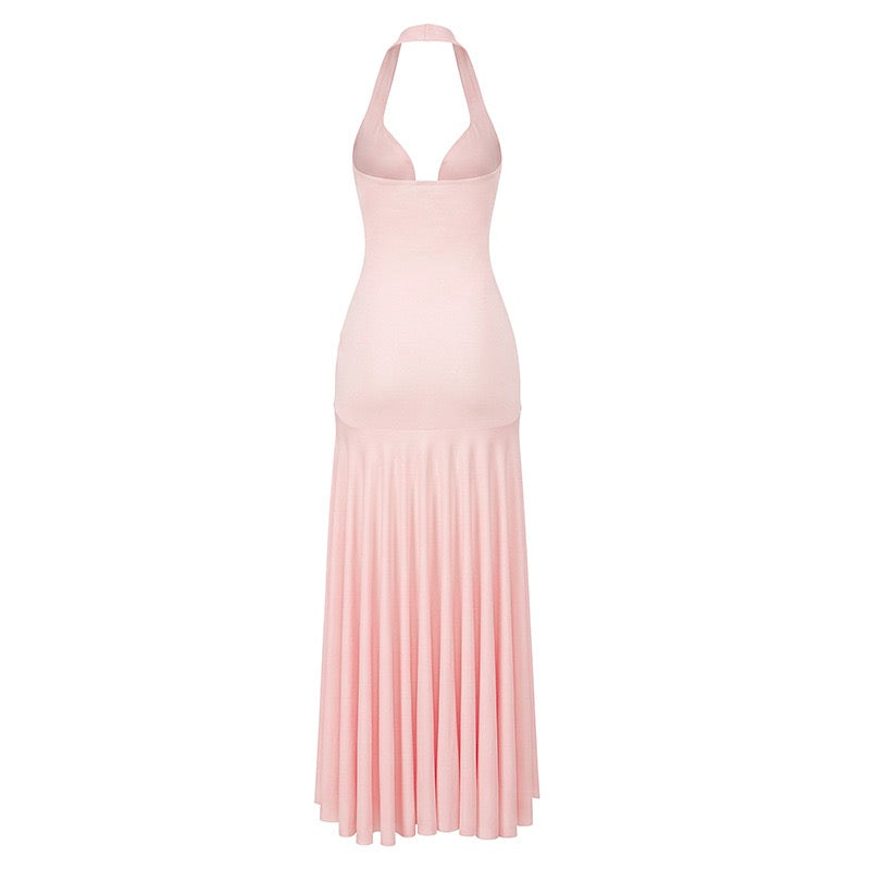 RAYA chiffon maxi dress with an open back