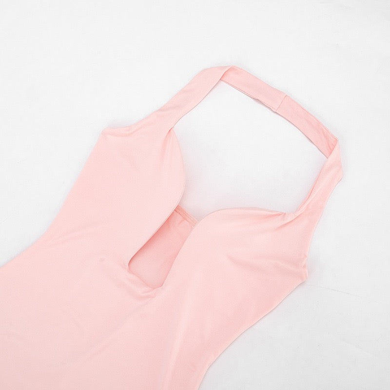 RAYA chiffon maxi dress with an open back