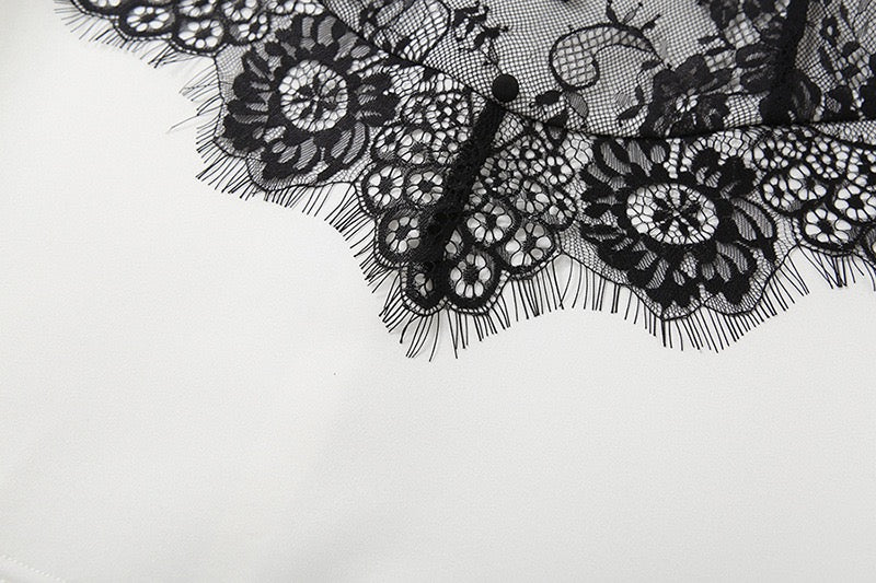 Elegant mini dress with lace decoration - RITA