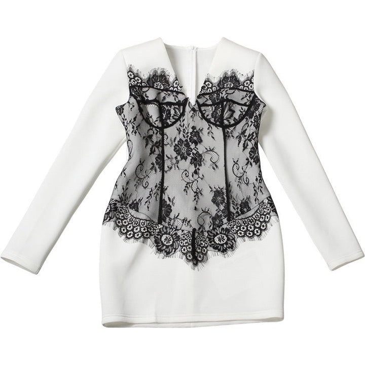 Elegant mini dress with lace decoration - RITA