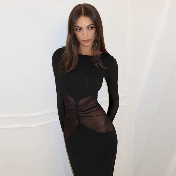 Maxi dress with mesh design - TANOR