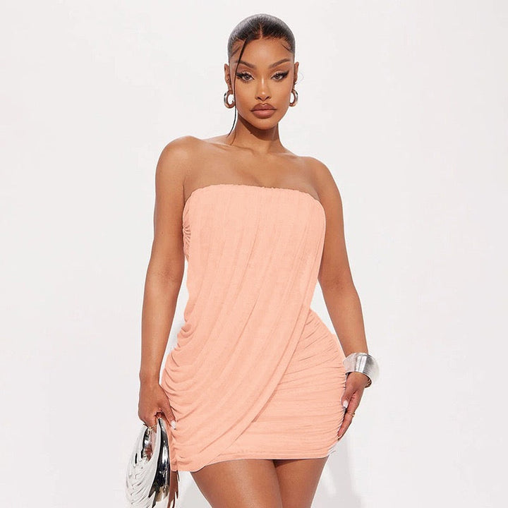 Strapless mini dress with pleat detailing – Romily