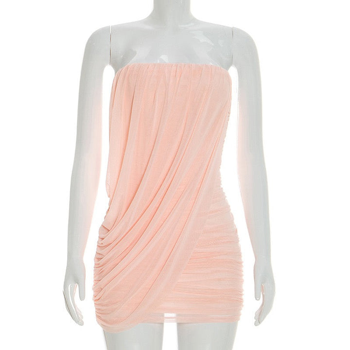 Strapless mini dress with pleat detailing – Romily