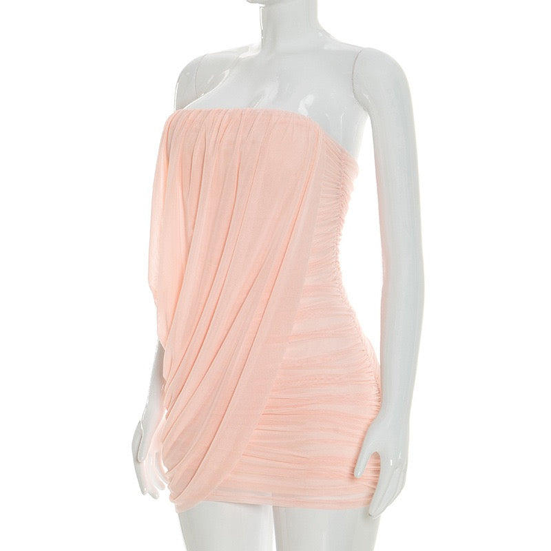 Strapless mini dress with pleat detailing – Romily