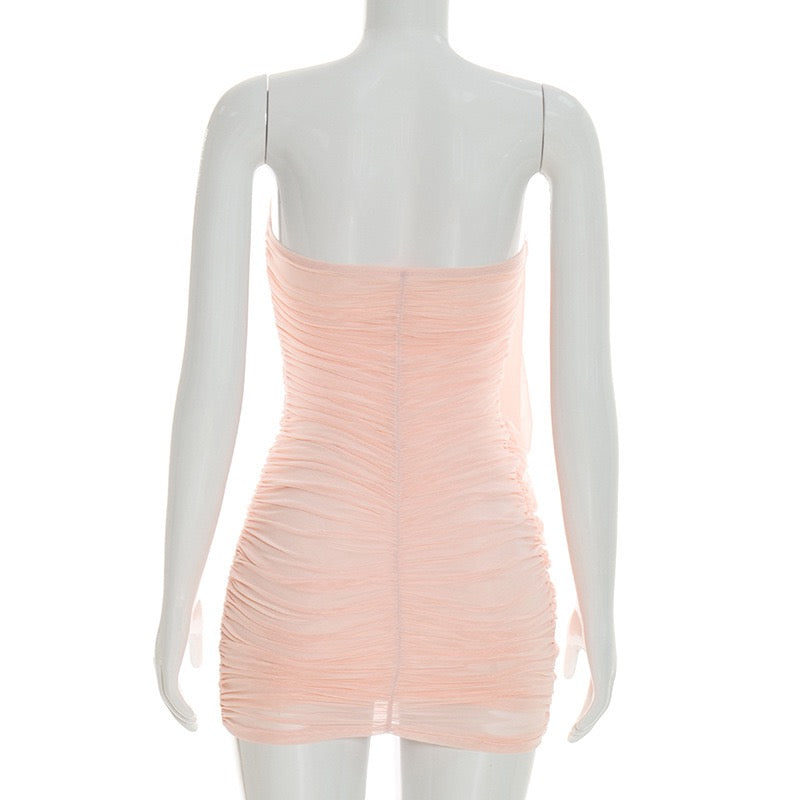Strapless mini dress with pleat detailing – Romily