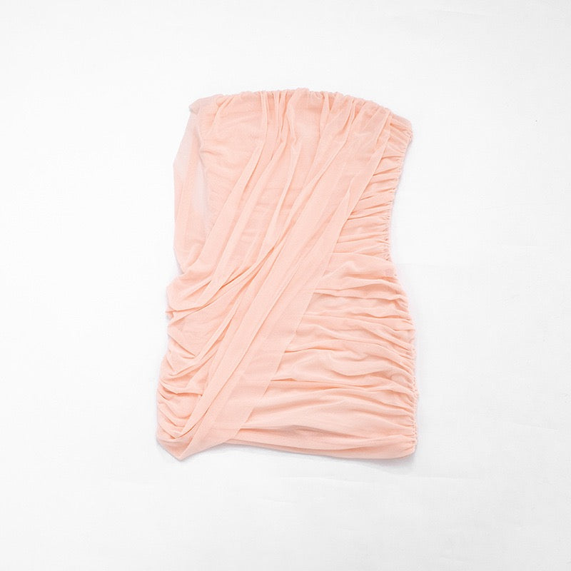 Strapless mini dress with pleat detailing – Romily