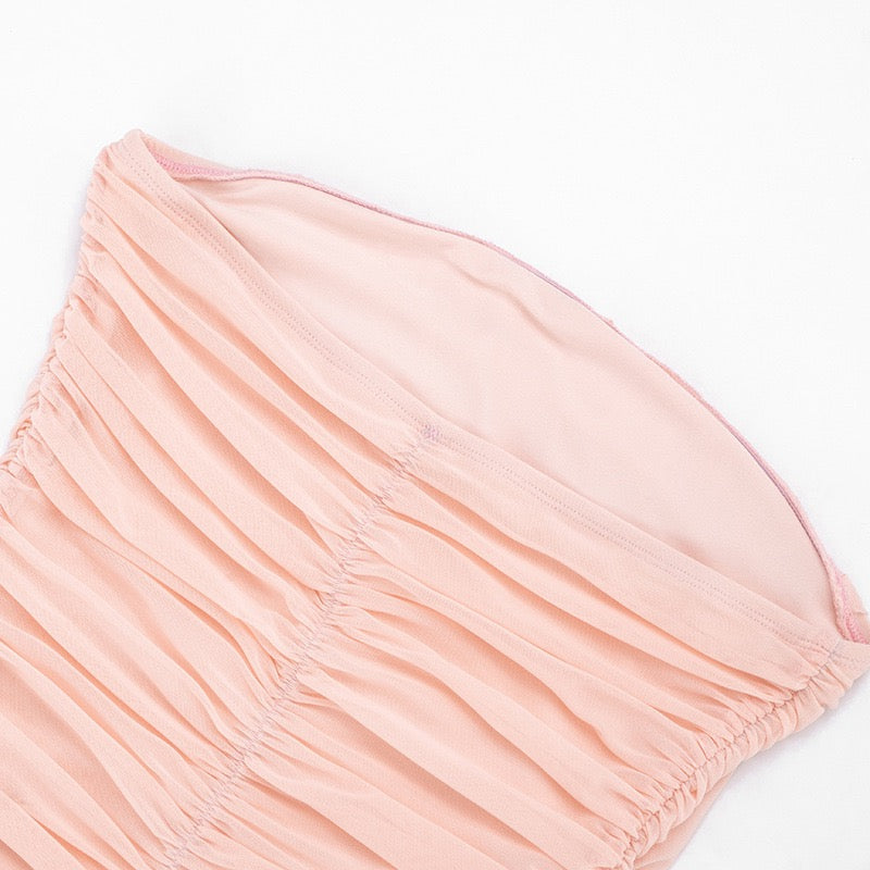 Strapless mini dress with pleat detailing – Romily