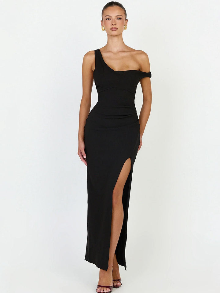Marilyn - Off-the-shoulder maxi dress with a slit design
