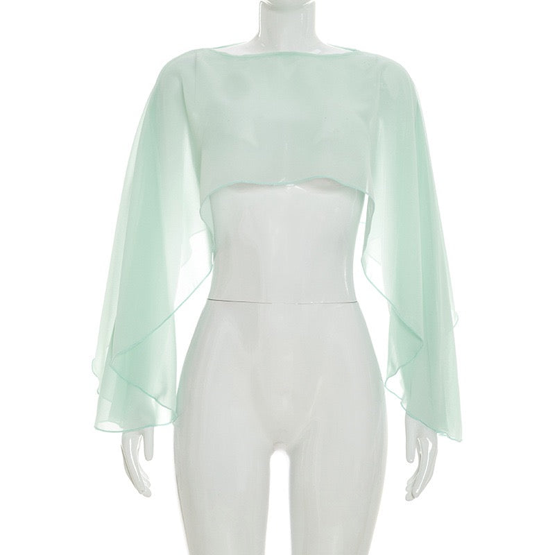 Ruched mini dress with chiffon overlay embellishments – Lily