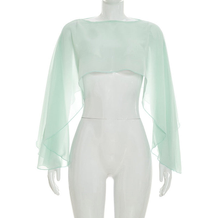 Ruched mini dress with chiffon overlay embellishments – Lily