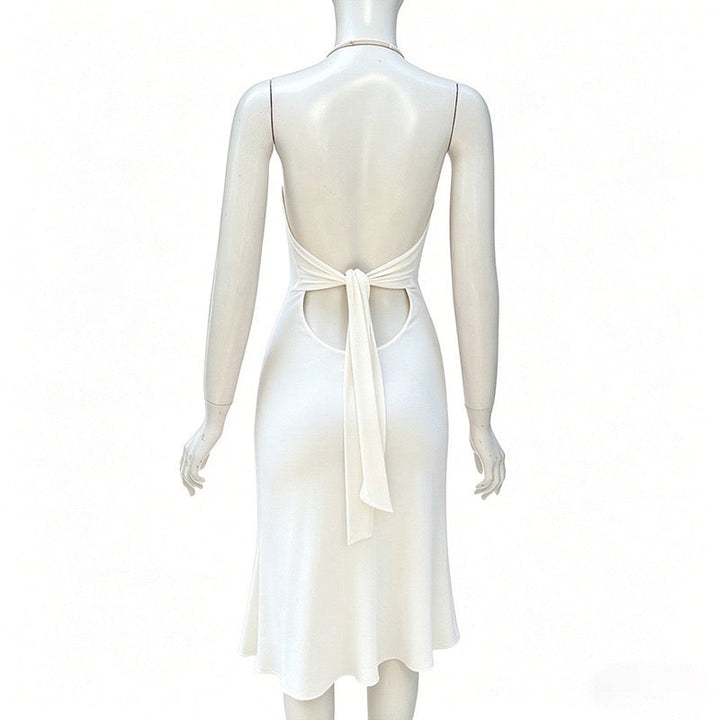 Gili - Midi dress with a halter tie and open back