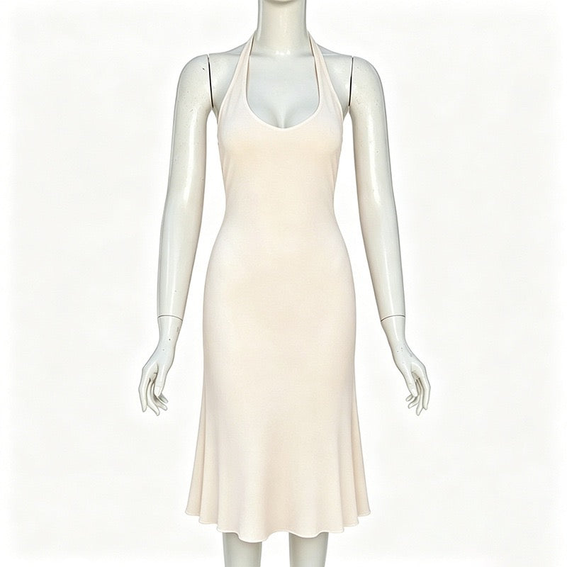 Gili - Midi dress with a halter tie and open back