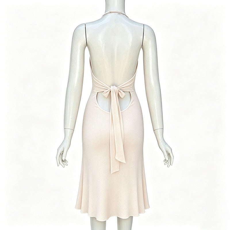 Gili - Midi dress with a halter tie and open back