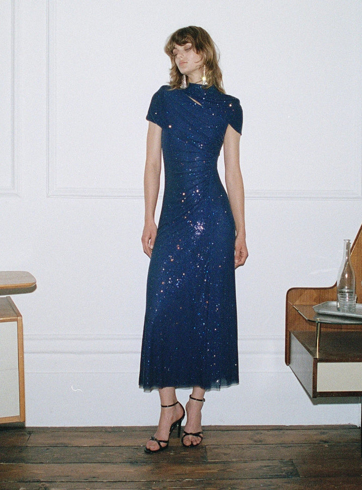 Maxi Dress with Shiny Rhinestone Design - Noelle